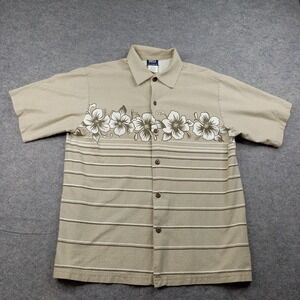 WD Sportswear Shirt Mens Large Vtg Hawaiian Floral Button Front Cotton Casual